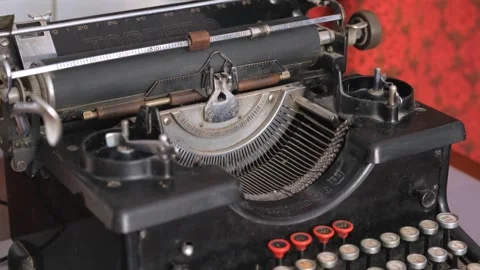 Close-up of vintage manual typewriter keyboard indoors in Warsaw Stockbeeldmateriaal 342021863