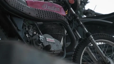 Close-up of vintage motorcycle Stock Footage 205859969