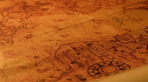 Close up of a vintage old map Stock Footage 57965542
