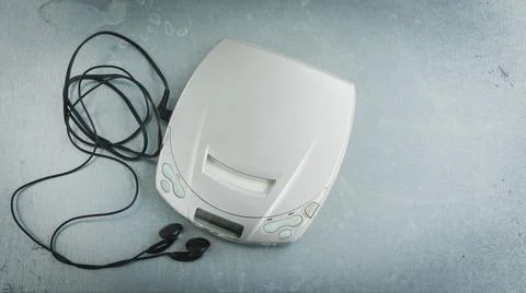 Close up of a vintage portable compact disc player. Stock Photos
