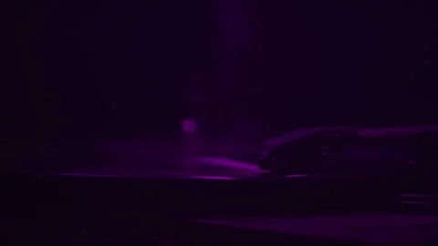Close up of Vintage Record Player in Abstract Dark Purple Studio Light Stock Footage 222006628