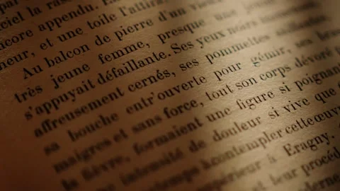 Close-up of vintage text on aged paper Stock Footage 297766778