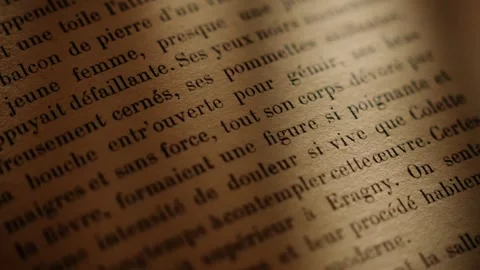 Close-up of vintage text on aged paper Stock Footage 297766783