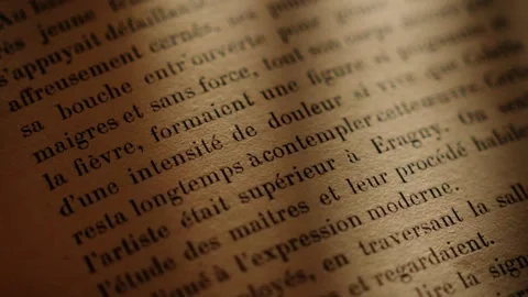Close-up of vintage text on aged paper Stock Footage 297766797