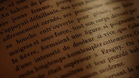 Close-up of vintage text on aged paper Stock Footage 297766810