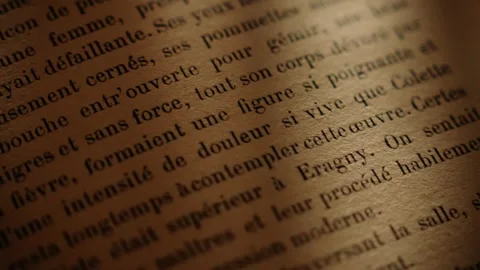 Close-up of vintage text on aged paper Stock Footage 297766812
