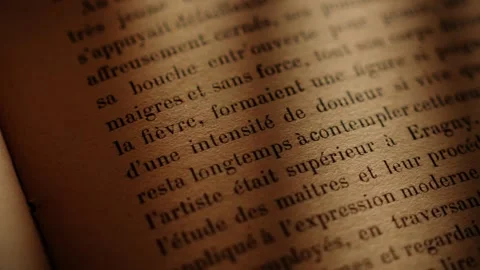Close-up of vintage text on aged paper Stock Footage 297766835