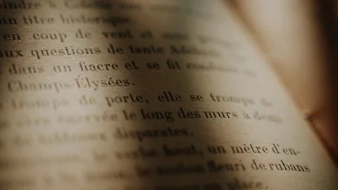 Close-up of vintage text on aged paper Stock Footage 297767034