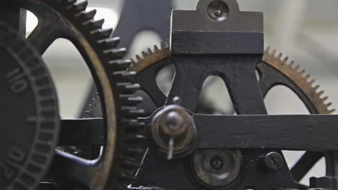 Close-Up of Vintage Turret Clockwork Gears and Mechanism 스톡 동영상 345749452