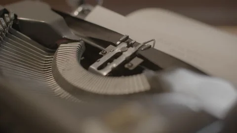 Close Up of Vintage Typewriter Typing on Paper Stock Footage 344625921