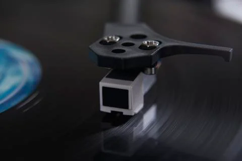 Close up of Vinyl record player needle on turntable Foto stock