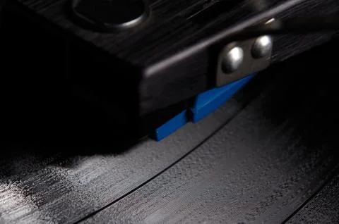 Close up of vinyl record playing Stock Photos