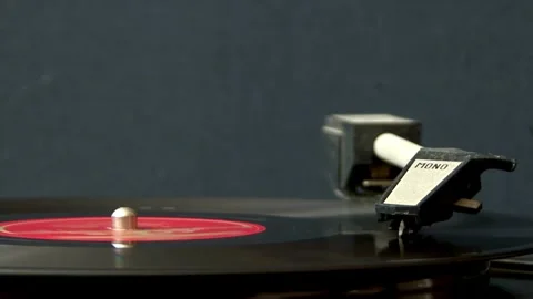 Close up vinyl record playing songs music HD Video stock 334656282