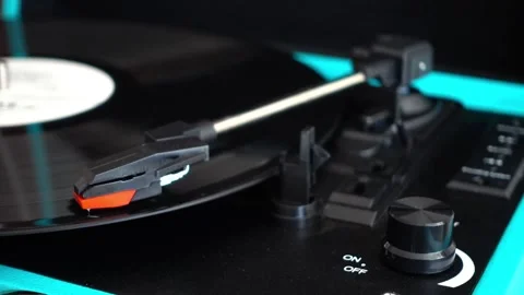 Close up vinyl record playing songs music HD Stock-Footage 334656346