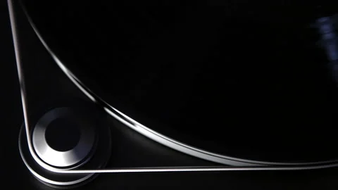 Close Up of Vinyl Record Spinning on Turntable Stock Footage 148672910