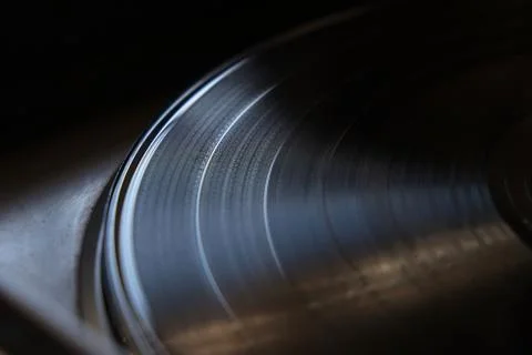 Close-up of a vinyl record on a turntable Stock Photos