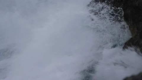 Close-Up of Violent Wave Impact Stock Footage 305957833