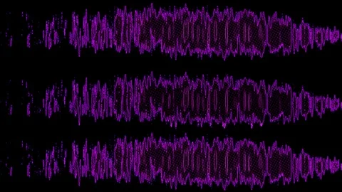 Close up of a violet sound waves on a black background Stockbeeldmateriaal 298995928