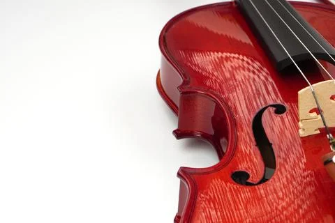 Close up of Violin Against on white background with copy space. Instrument .. Stock Photos