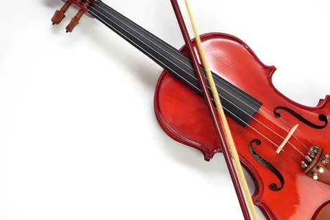 Close up of Violin Against on white background with copy space. Instrument .. Stock Photos