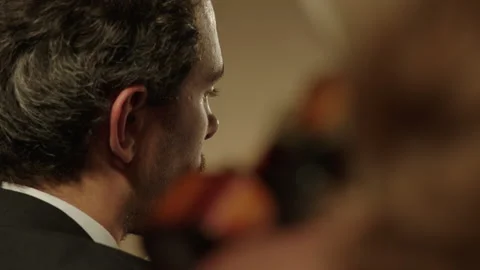 Close Up Of Violin Players From Behind Stock Footage 206544415