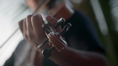 Close-up of the violinist, playing the violin, the concept of the music. Video stock 228732841