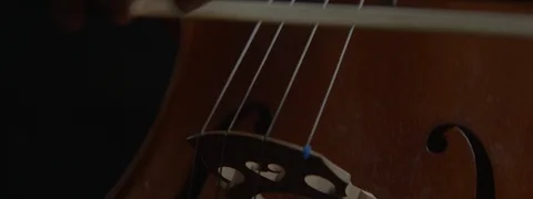 Close-up of violoncello bowing 2x anamorphic Stock Footage 94570959