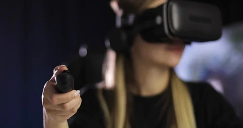 Close-up of a virtual reality glasses control panel. Stock Footage 128943764