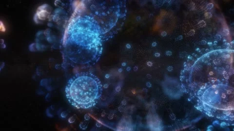 Close-up of virus under microscope, SARS-CoV-2 COVID-19 or NeoCoV Stock Footage 170039849