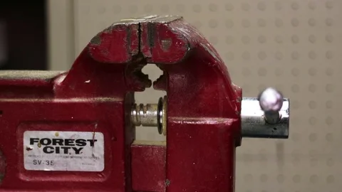 Close Up of Vise Grip on Work Bench Opening and Closing Stock Footage 79570806