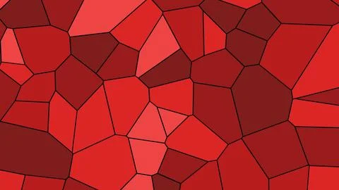 Close up of a vivid red mosaic with irregular polygonal tiles in varying shad Illustration