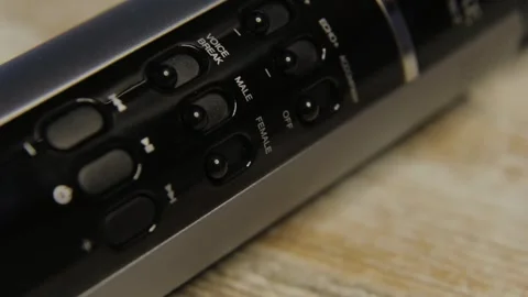 Close-up of vocal microphone, microphone parts with controls Stock Footage 306149270