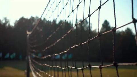 Close-up of Volleyball Net Knots Видео 339268447
