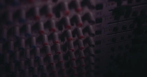 Close-up of volume knobs on professional sound mixing control panel Stock Footage 90233455