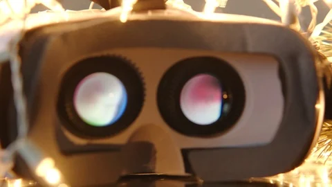 Close up of VR glasses with new year decoration Stock Footage 71635505