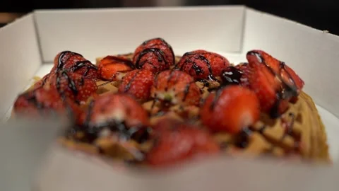 Close Up Of Waffle Dessert Stock Footage 146228351