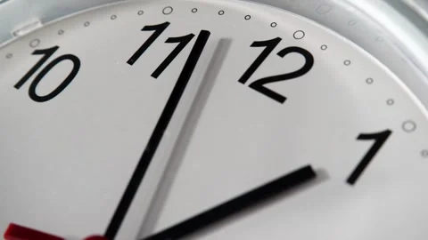 Close up a wall clock arrow showing hour and minute hand moving clockwise r.. Stock Footage 272760886