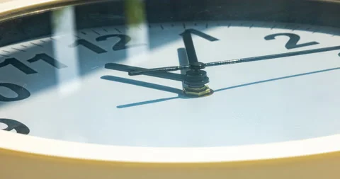 Close up to a wall clock, with running time pointer. Stock Footage 159781623