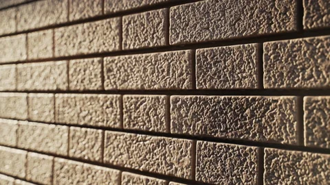 Close-up of wall of house from light flexible facade panel imitation of clinker Video stock 166176217