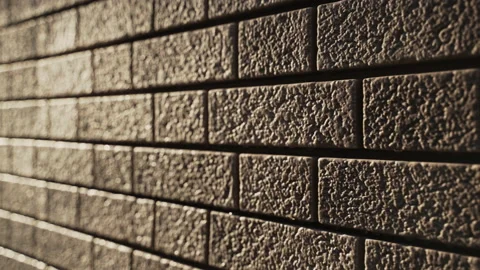 Close-up wall of house with plastic flexible facade panels imitating clinker Video stock 167919276