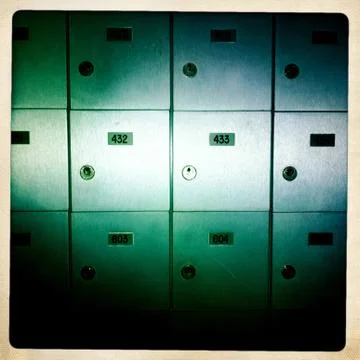 Close up of wall of lockers Stock Photos