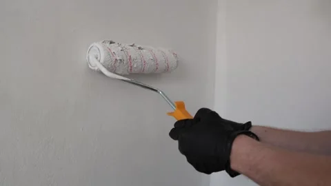 Close up wall painting process Stock Footage 335043107
