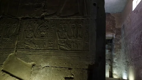Close up on wall of Temple of Seti the Great Temple of Abydos in Egypt HD Stock Footage 106733003