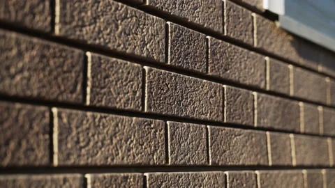 Close-up of wall texture from flexible facade panels. imitating clinker masonry Stock Footage 167915635