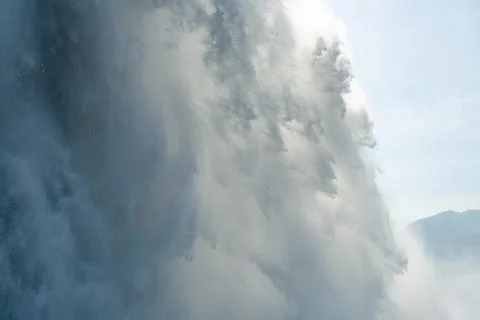Close-up of a wall of water creating a powerful scene with dynamic movement. Stock Photos