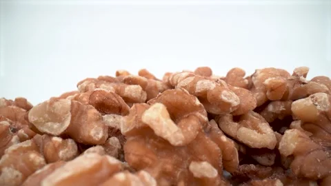 Close up of walnut inside isolated Stock Footage 328429343