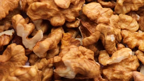 Close up of Walnut, rotation in circle. Turning nut. Stock Footage 233288608