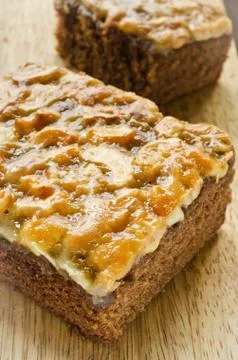 Close up of walnut toffee cake 写真素材