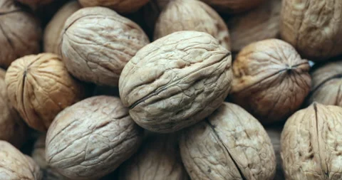 Close-up of walnuts in a basket Stock Footage 223163381