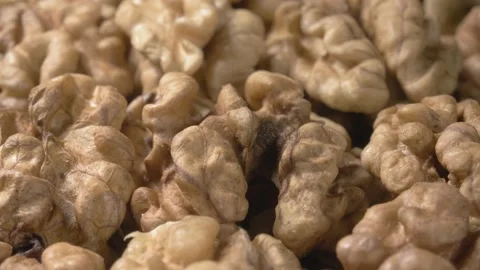 Close-up walnuts. The kernels close-up. Super macro. Stockbeeldmateriaal 143409044